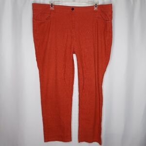 Gold Flava Corduroy Pants 24W Red-Orange Cotton Stretch Straight Leg Button 90's